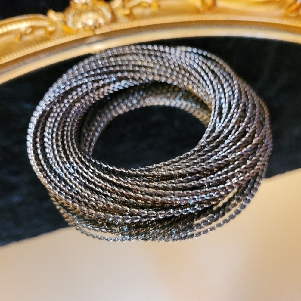VINTAGE GUNMETAL MULTI-BANGLE TWISTED BRACELET - Picture 4 of 16